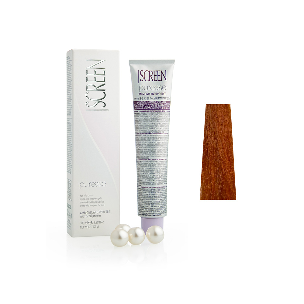 Крем-фарба без аміаку з протеїнами перлів SCREEN Purease 8RD (8.43) Golden Аuburn Light Вlonde, 100 ml - 1